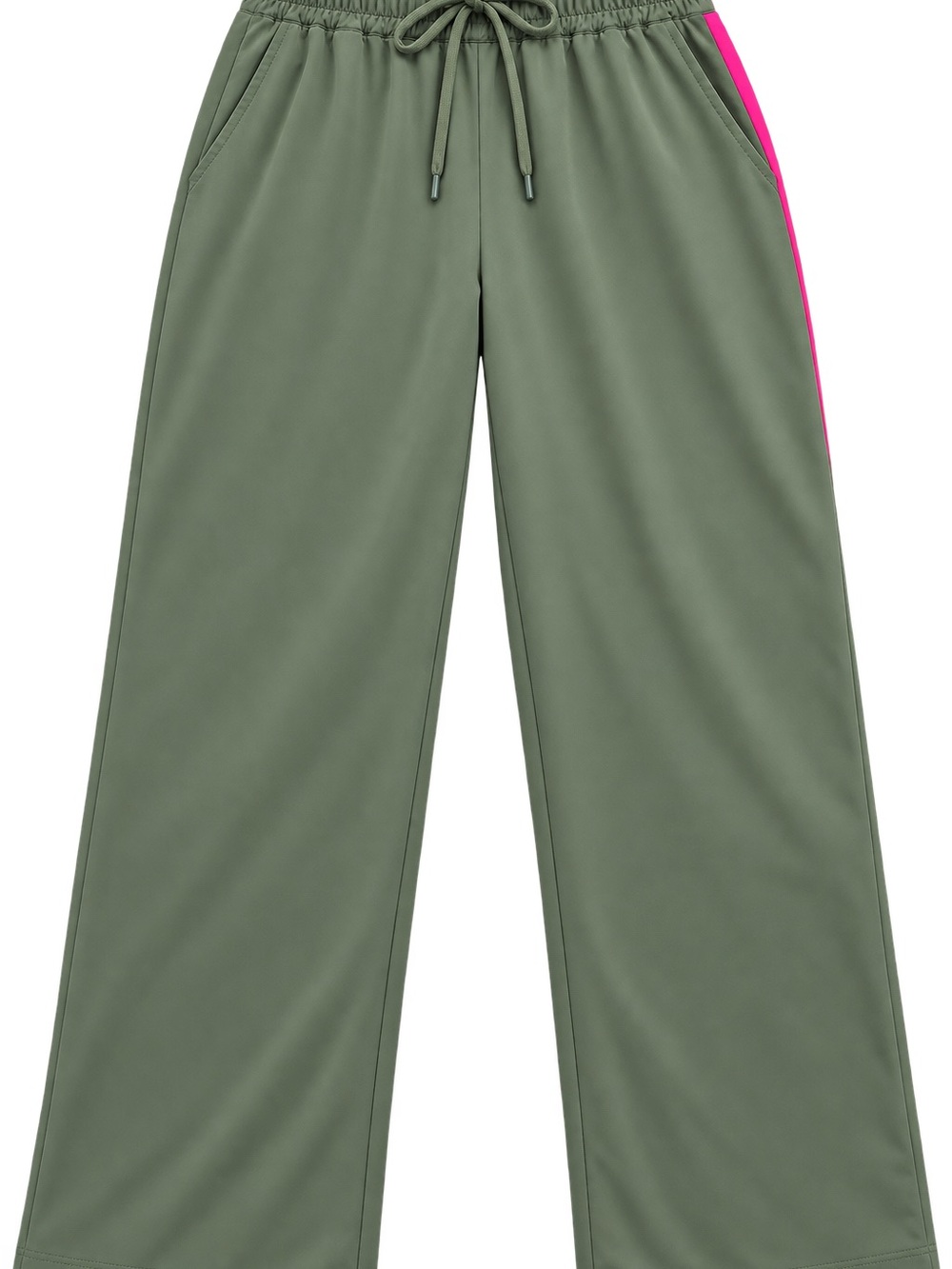 Five The Label Kids YXL Olive Green Wide Leg Pants Hot Pink Stripe